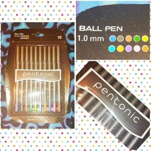 Pentonic brand Set of 10pc 1.0mm Colored Ball Point Pens